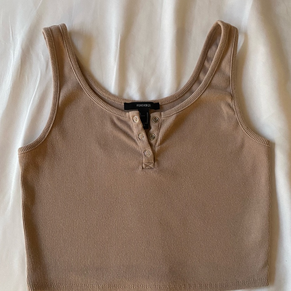 Forever 21 Tan Ribbed Crop Top